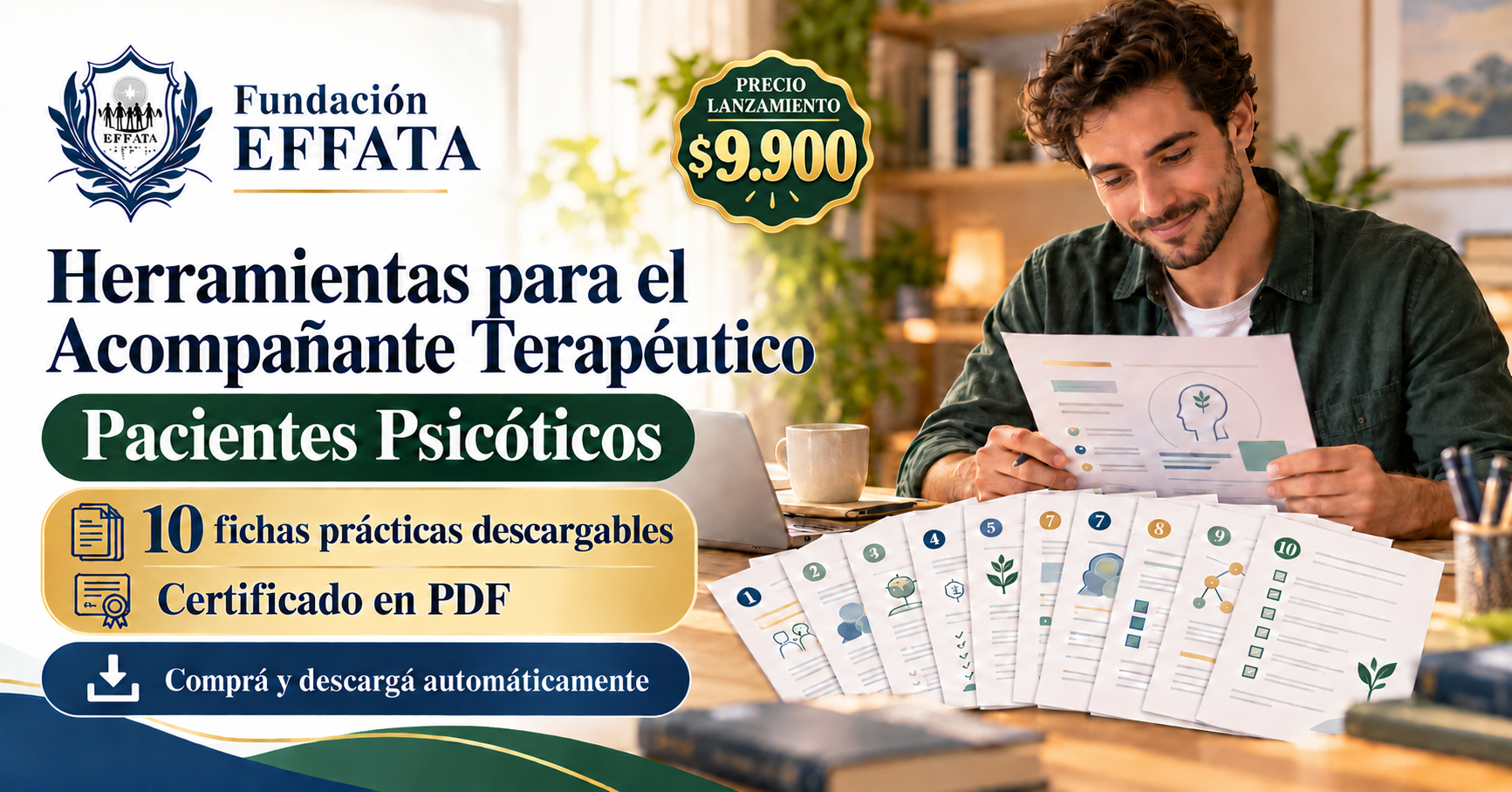 Herramientas para el Acompañante Terapéutico: pacientes psicóticos, 10 fichas prácticas y certificado en PDF